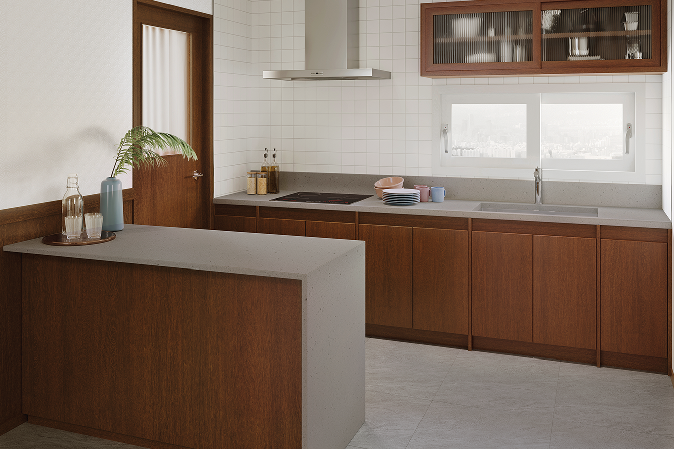 Match wood tones in your kitchen for a cabin or beach-themed aesthetic.