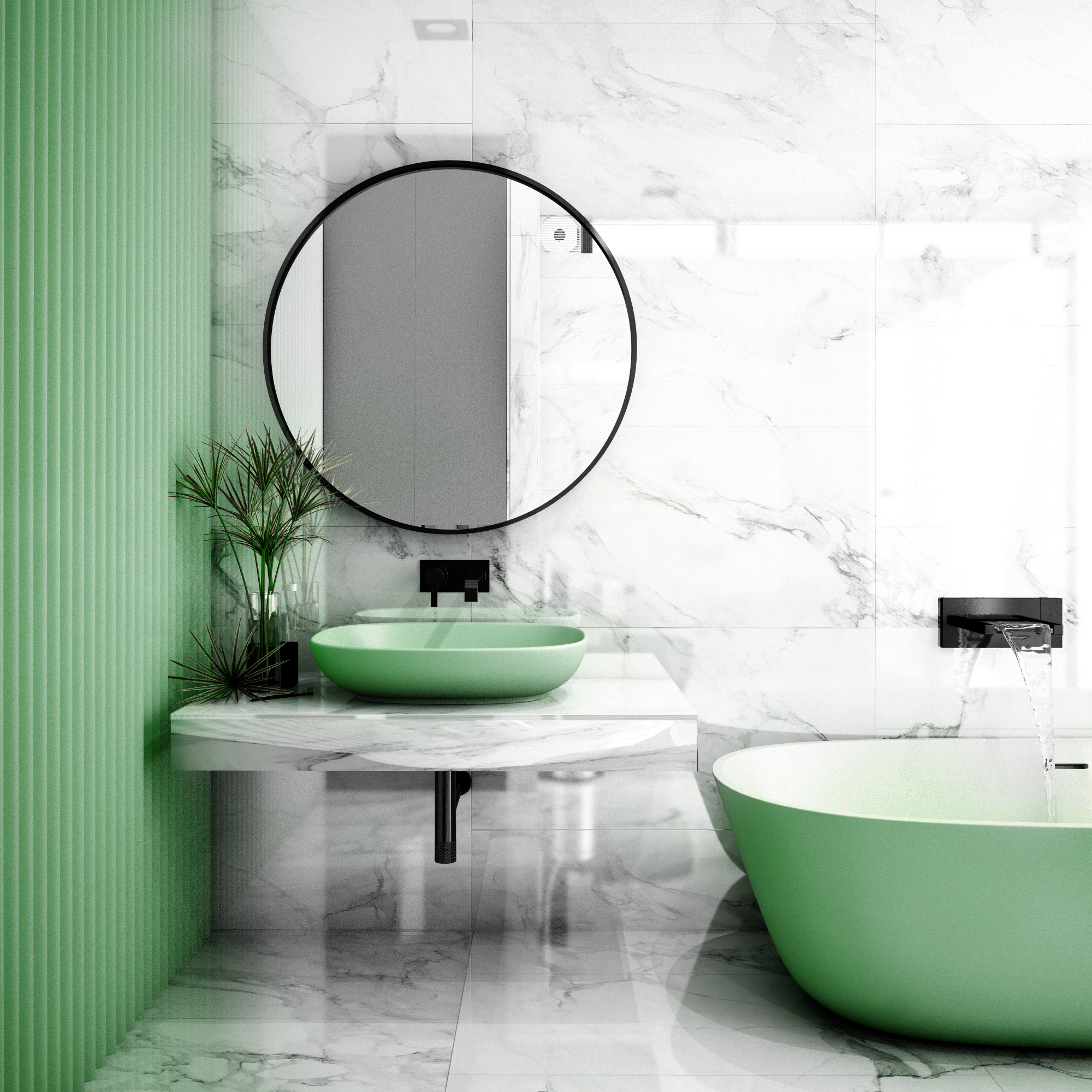 Light Green offers a calming, natural vibe for a peaceful bathroom ambiance.