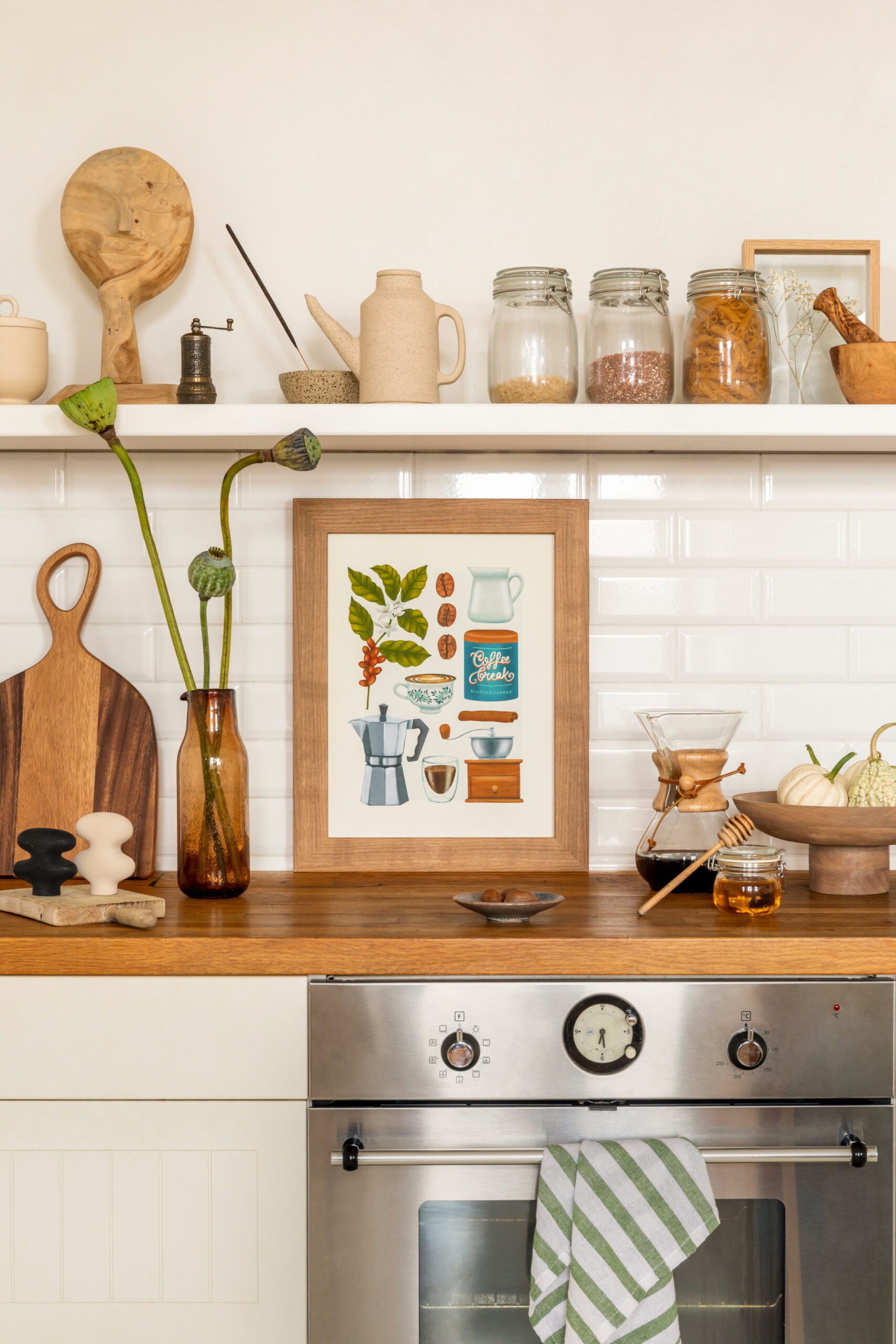 Maximize small spaces with corner shelves for pantry items, plants, and decorative displays.