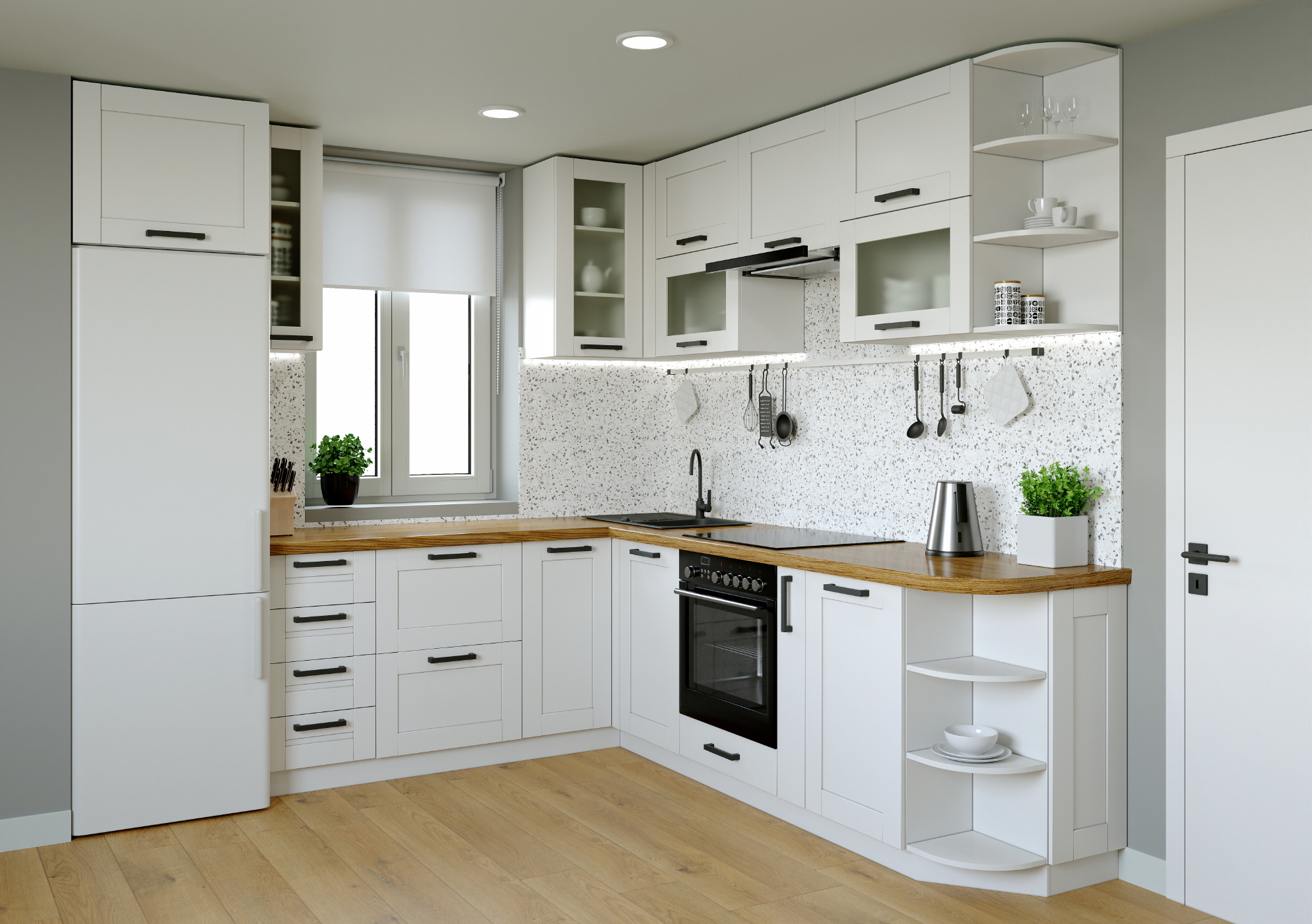 L-shaped kitchens are versatile and interactive, with potential for adding islands to increase seating and counter space.