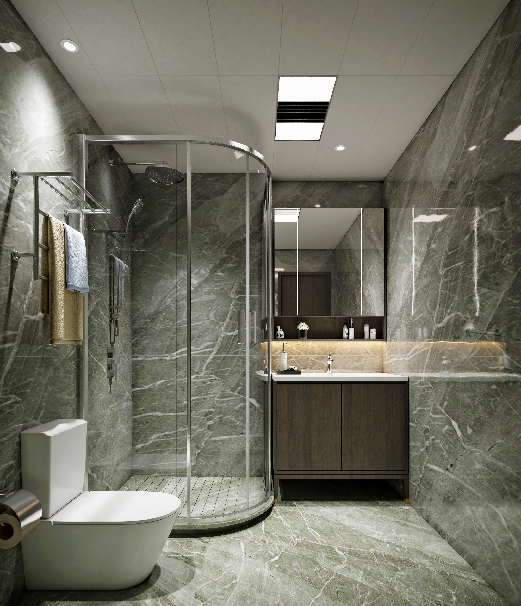 Maximize the functionality of your space with frameless glass shower booth for convenience and openness.
