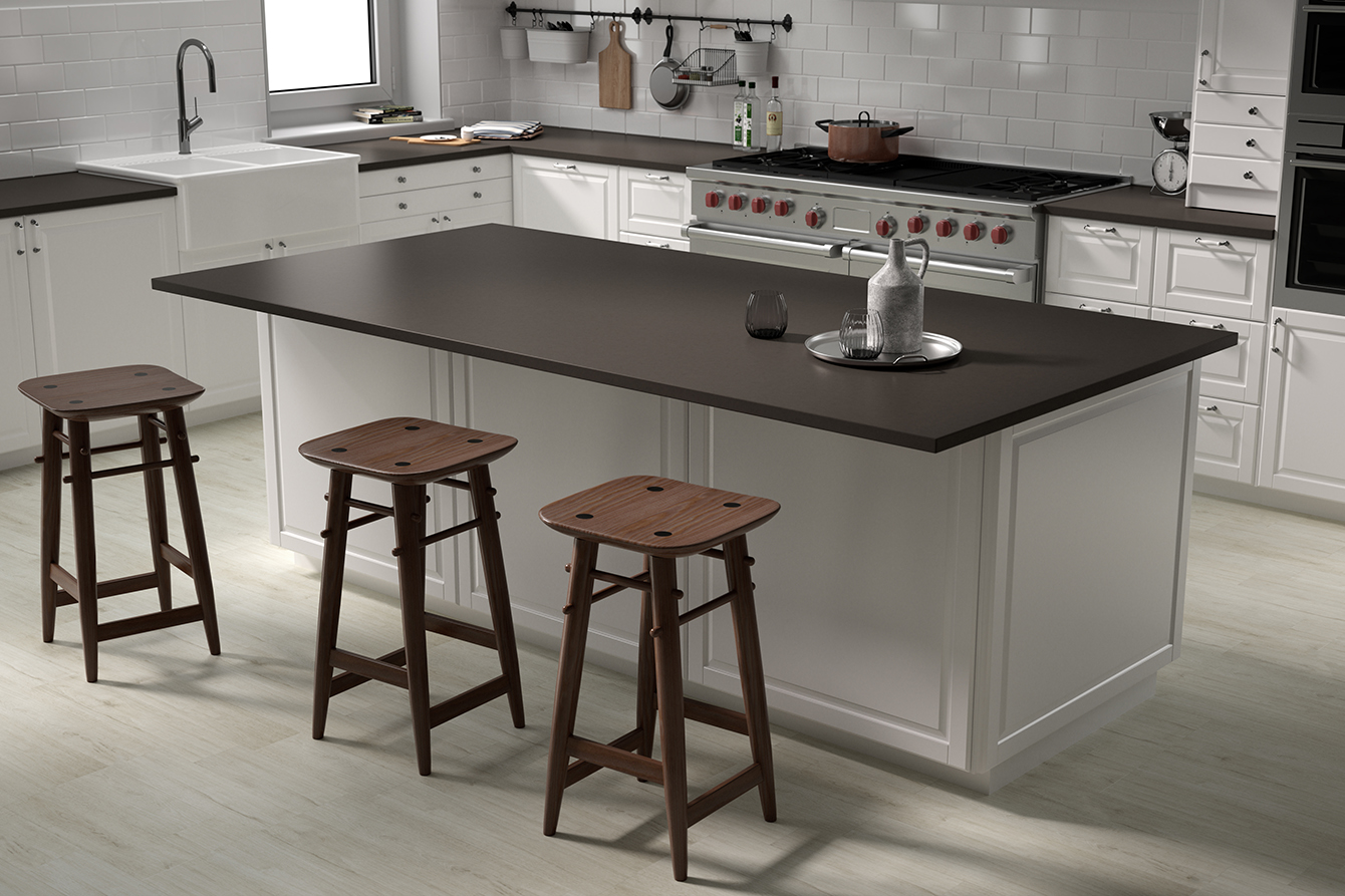LX Hausys HFLOR - LX Hausys's contrasting elements enhance kitchen aesthetics with dynamic flair.