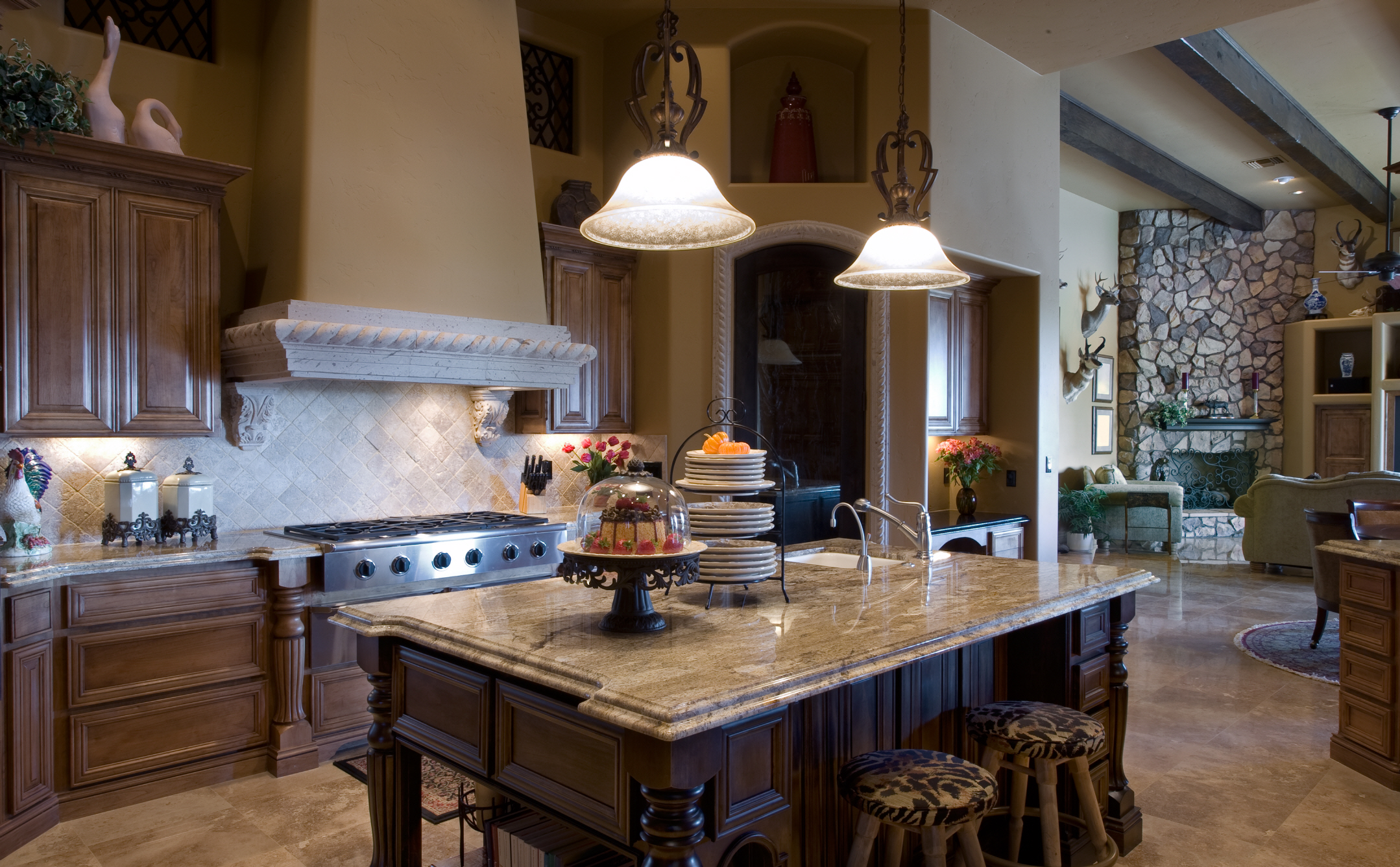 Create a cozy, nostalgic kitchen with classic elements, vintage fixtures, natural materials, and neutral tones.