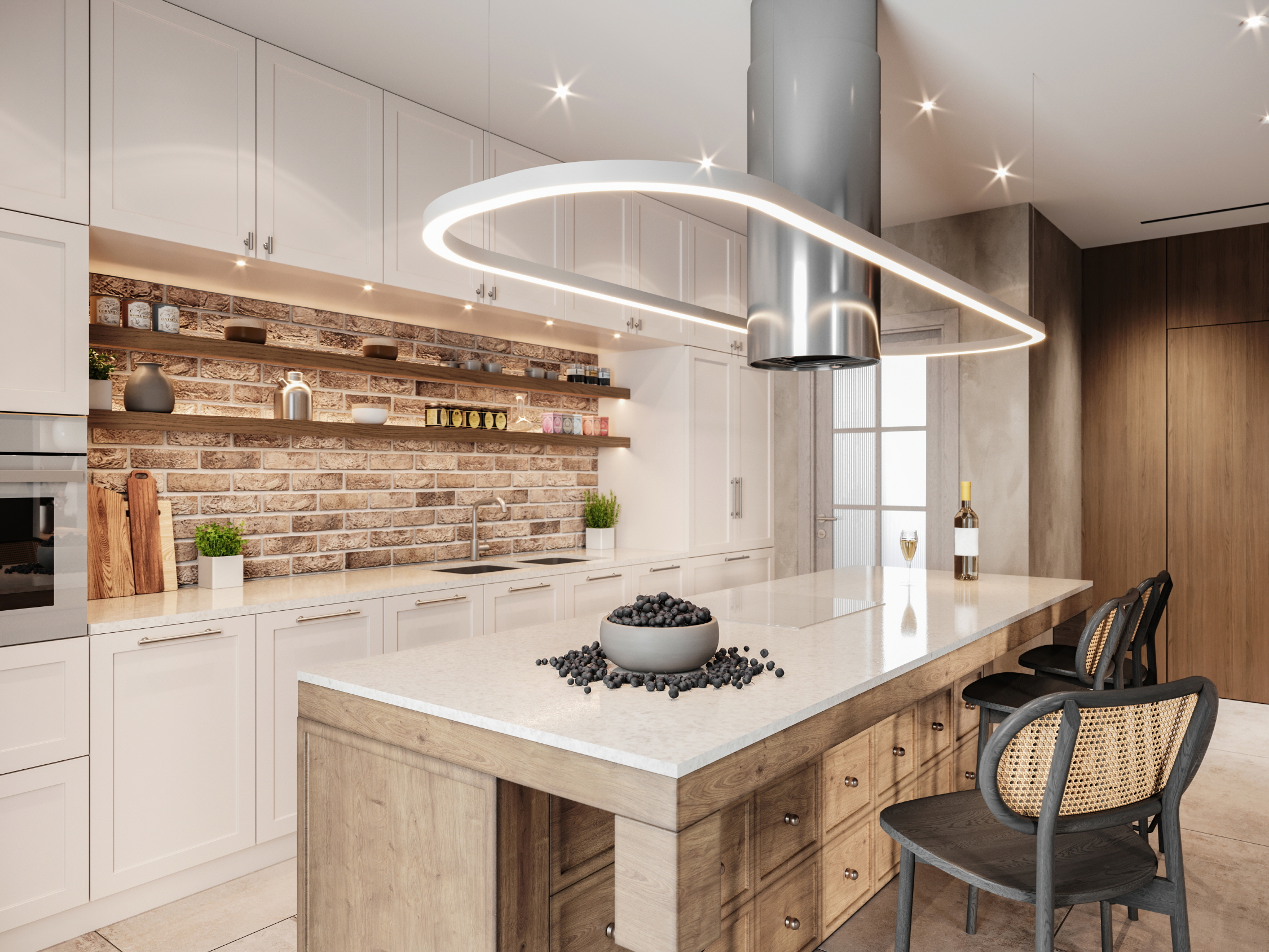 Consider a brick backsplash for your kitchen to provide a warm and cozy ambiance.
