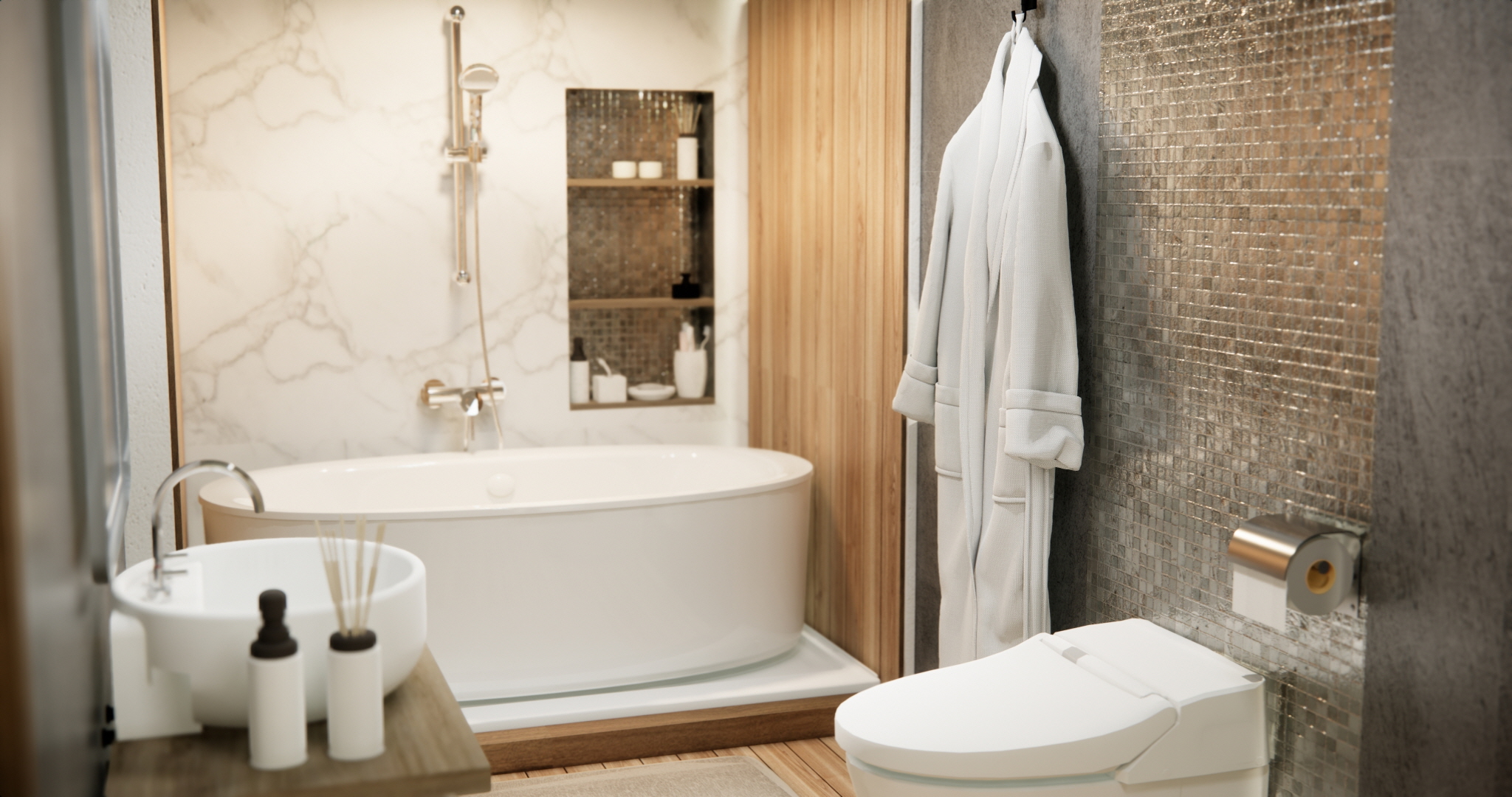 26 Bathroom Wallpaper Ideas to Refresh Your Space - LX Hausys, image size:2048x1080