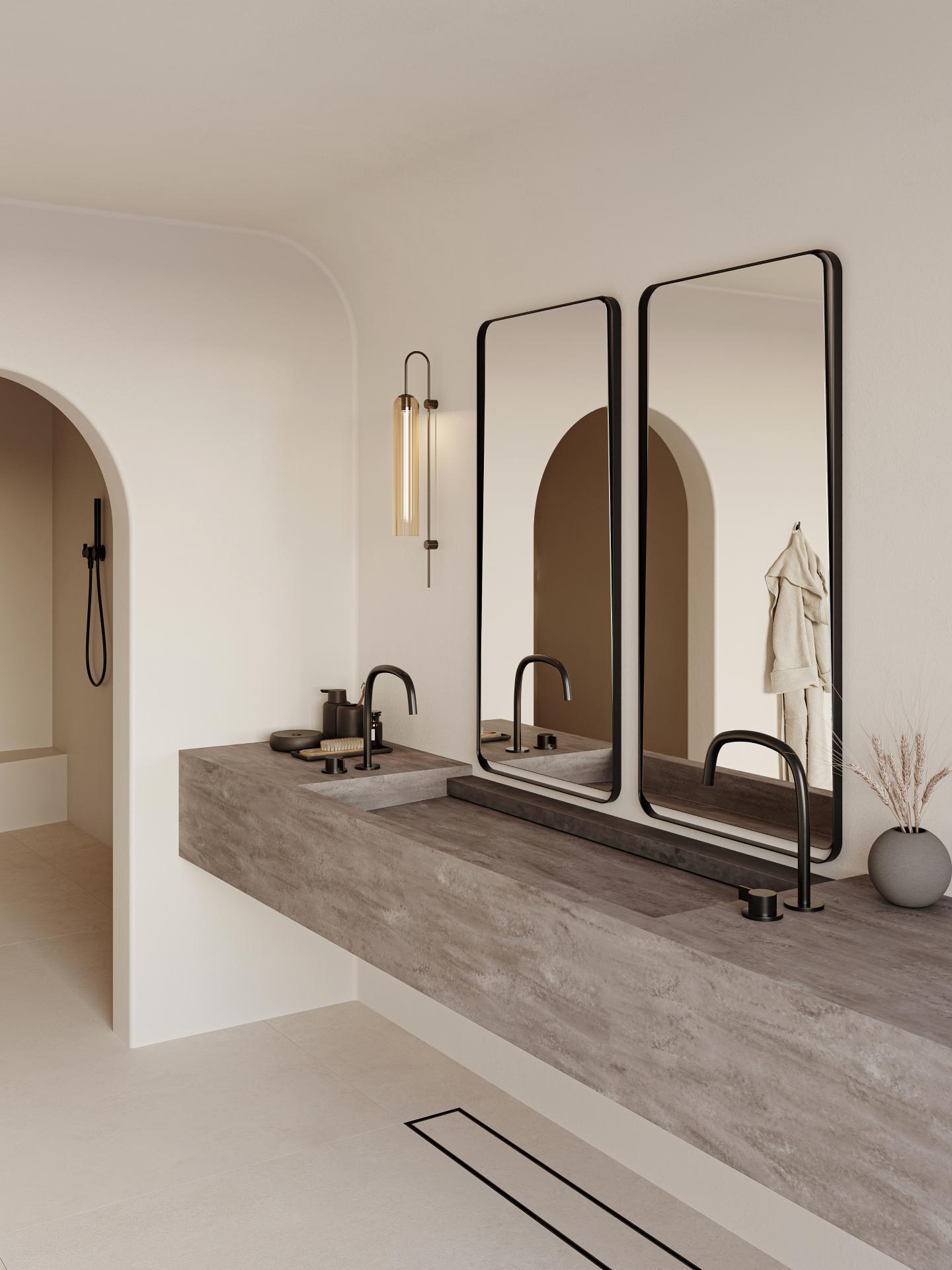 Integrated Vanity top with HIMACS Aurora Cocoa