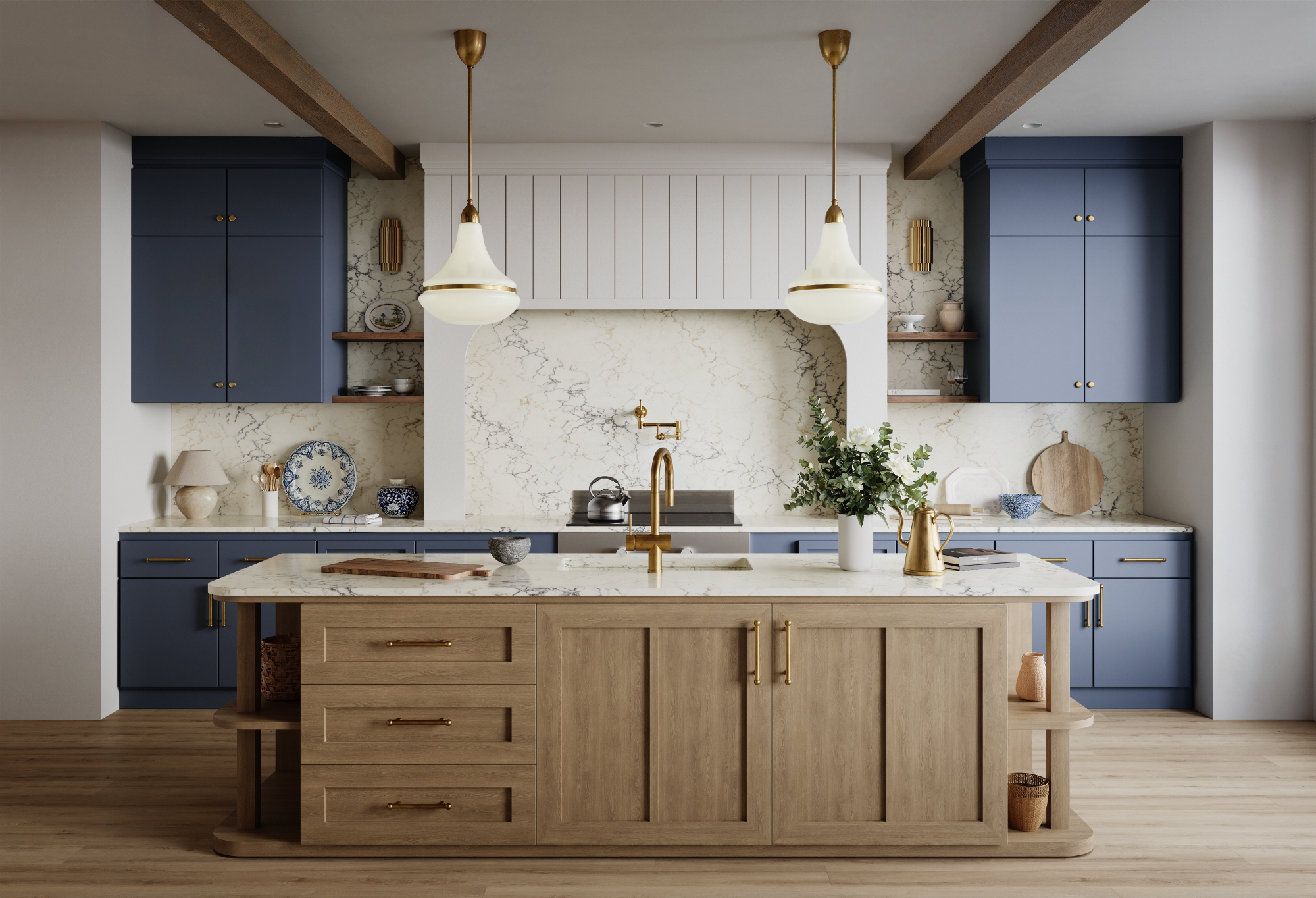 VIATERA Blue Ridge Quartz countertop, made with recycled materials