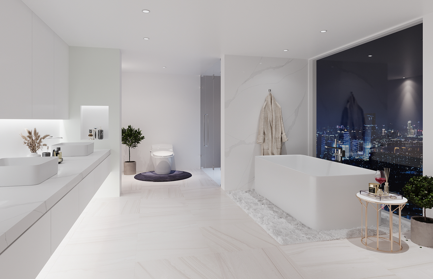 A contemporary bathroom reminiscent of a hotel with VIATERA & HIMACS