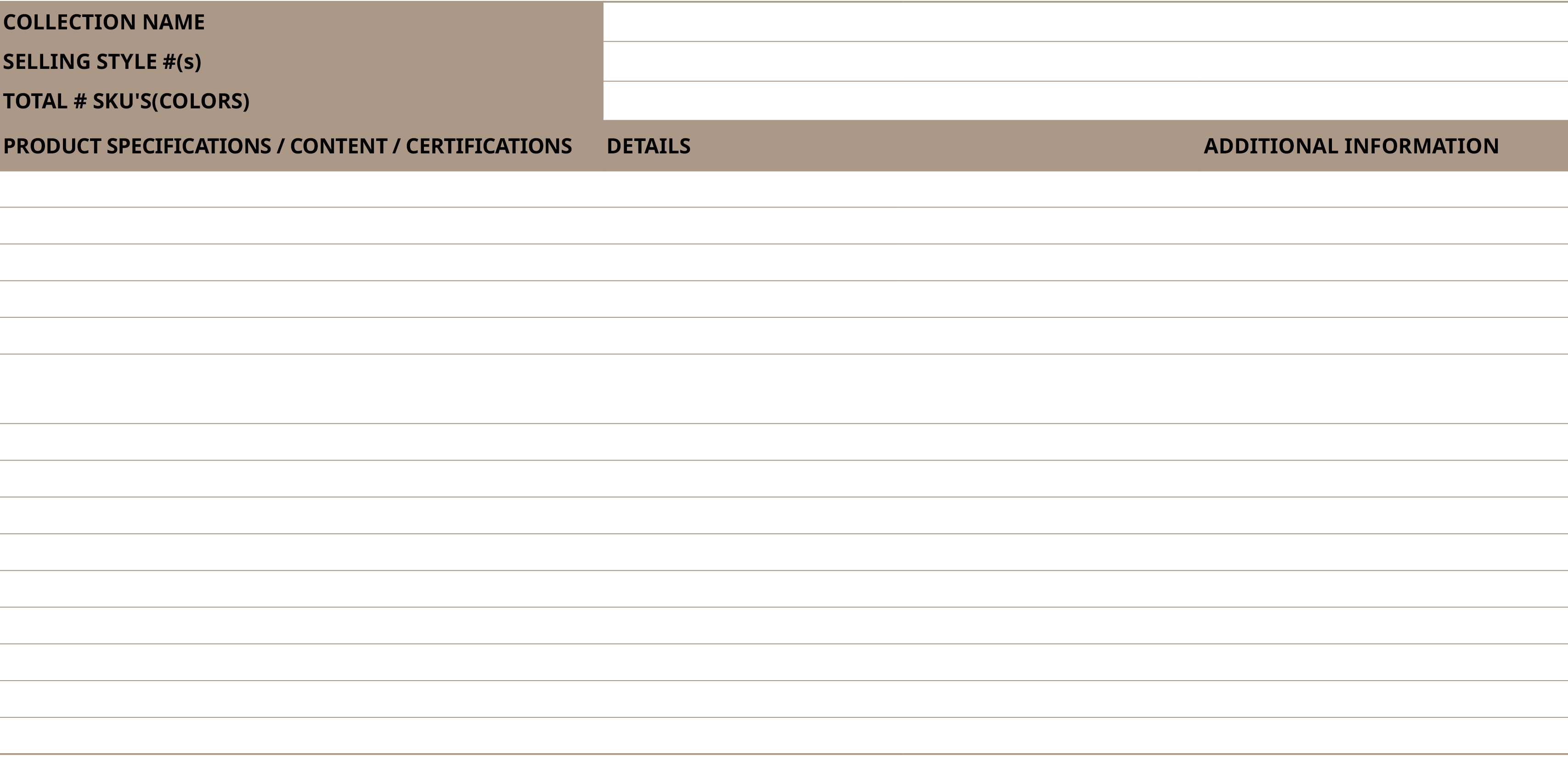 COLLECTION NAME,PRESTG Artistry SPC Click,,,SELLING STYLE #(s),PRESTG Artistry SPC Click,,,TOTAL # SKU'S(COLORS),12,,   